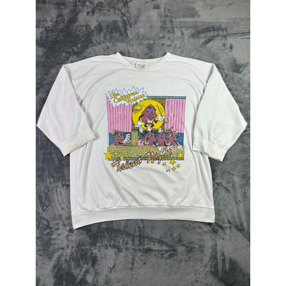 Vintage 1987 The California Raisins 3/4 Sleeve Sweatshirt Talent Night BJ Frog L